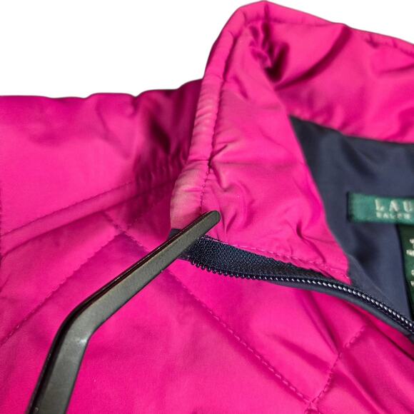 Ralph Lauren Pink Full Zip Quilted Puffer Vest Women’s Size Large Bright - Picture 9 of 12